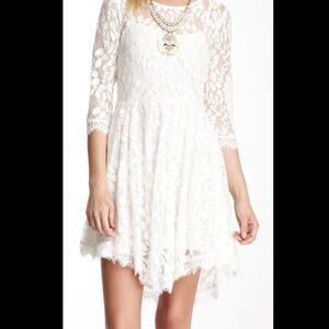 Free People Coastal Cowgirl Bridal White Lace Asymmetrical Dress LWD - Size 6